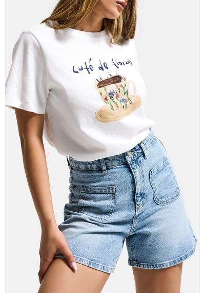 Kadın Beyaz W5 Oversize Özel Baskılı Tasarım T-shirt