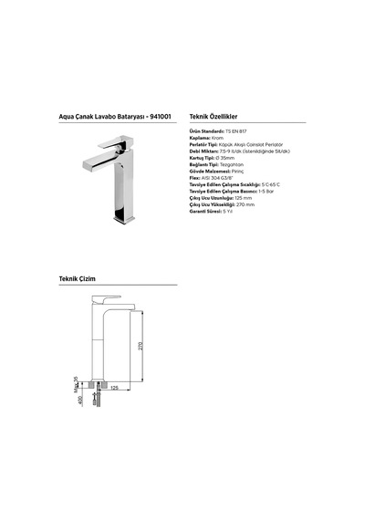 Newarc Aqua Çanak Tipi Lavabo Bataryası 941001