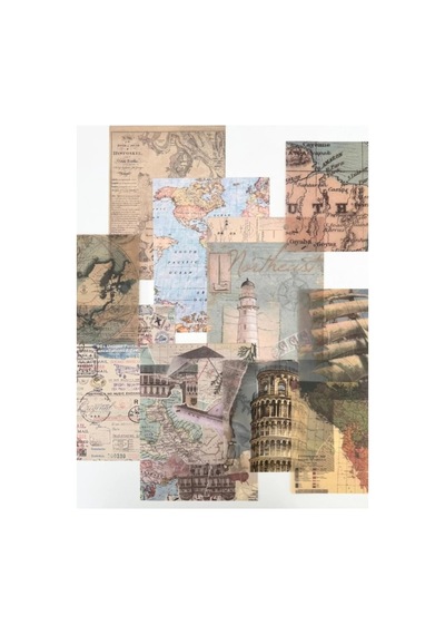 Vintage Global Travel Seyahat Temalı 154 Parça Dopdolu Journal Scrapbook Seti/defter/washi