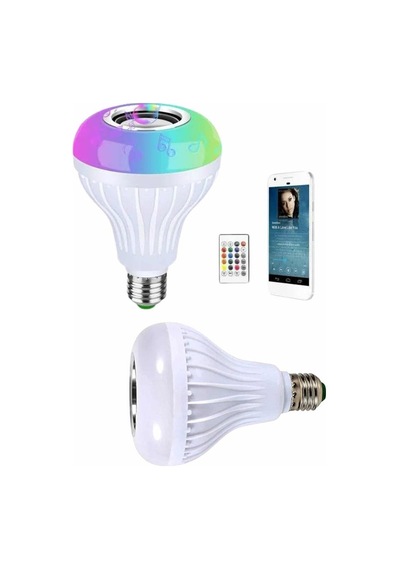 Kumandalı Rgb Led Işık Bluetooth Hoparlör Ses Lambası Renkli Ampul Çok Renkli