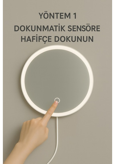 50x50 Cm Led Işıklı Makyaj Aynası Touch Sensörlü, Dimmer Özellikli Beyaz Işık 6500k Beyaz