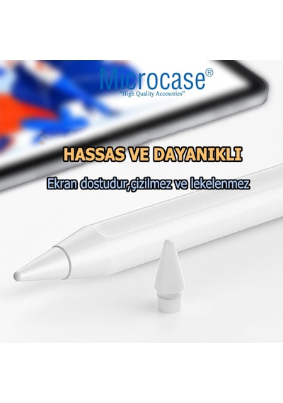 Microcase Apple Pencil 1-2 Nesil Pencil Usb-c Pro İle Uyumlu Yüksek Hassasiyetli Yedek Uç 4 Adet -al4762 Beyaz