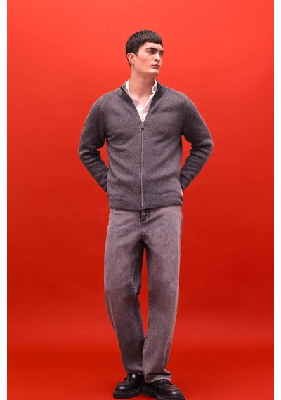 Defacto Baggy Fıt Jean Yıkamalı Pantolon B3925AX23AU Gri