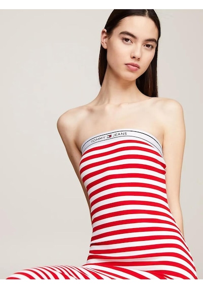 Tjw Logo Tape Strıpe Tube Dress Kırmızı