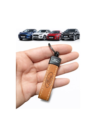 Ford Ve Logolu Anahtarlık Suni Deri Kahverengi