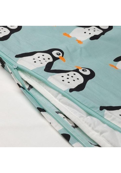 Çocuk Nevresim Takımı MeridyenDukkan Açık Turkuaz Renk Penguen Temalı 150x200Cm