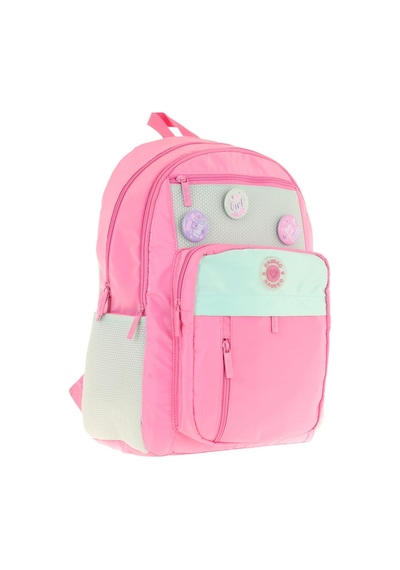 Kauko Holiday Kız Çocuk Altı Bölmeli Rozetli Okul Sırt Çantası - Pembe - K1828 Pembe