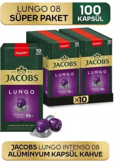 Jacobs Lungo 8 Intenso Nespresso Uyumlu Kapsül Kahve 10 Lu X 10 PKT.JACOBS.020 Kapsül Kahve