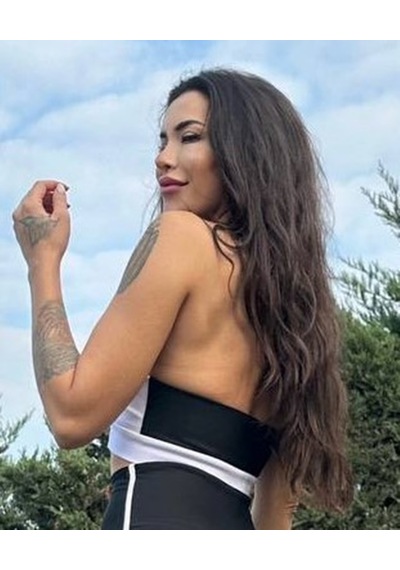 Lismina Siyah Beyaz Boyundan Bağlamalı Spor Büstiyer - Sporcu Sütyeni Siyah - Beyaz