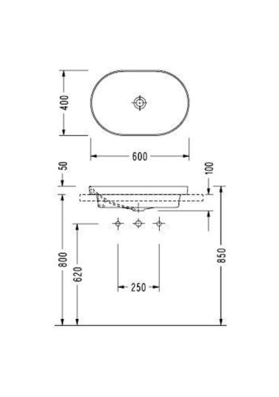 Serel Sapphire Tezgah Üstü Gömme Lavabo 40 x 60 Sp33D x s110H