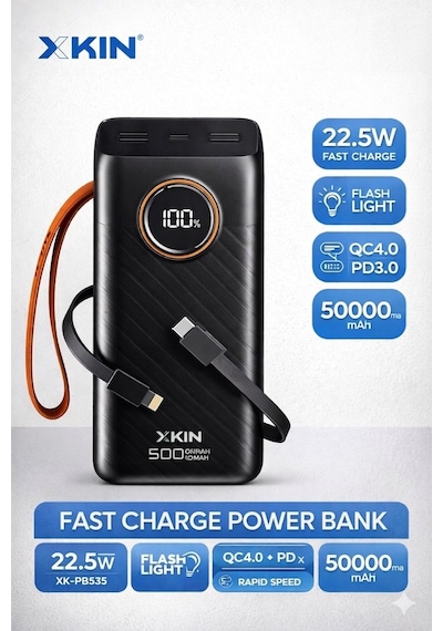 Lenovo Idea Tab Plus Tb361fu 12.1'' Uyumlu 50000 Mah 22.5w Hızlı Şarj Powerbank Siyah