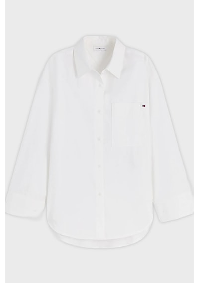 Tommy Hilfiger Oversize % 100 Pamuk Uzun Kollu Gömlek Kadın Gömlek Ww0ww51129 Ycf Beyaz