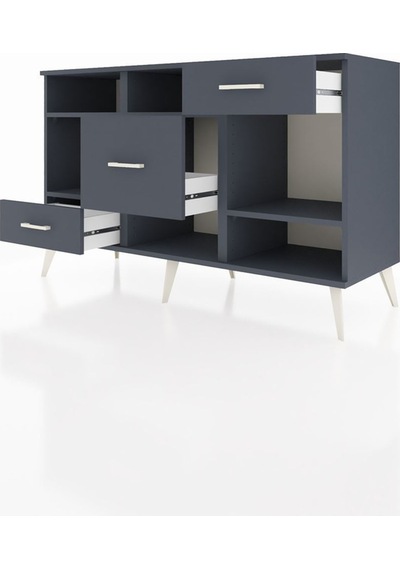 Hyperion Konsol 4 Raflı 3 Çekmeceli 132x44x83 Antrasit-antrasit Antrasit Hyperion Konsol 4 Raflı 3 Çekmeceli 132x44x83 Antrasit-antrasit Antrasit