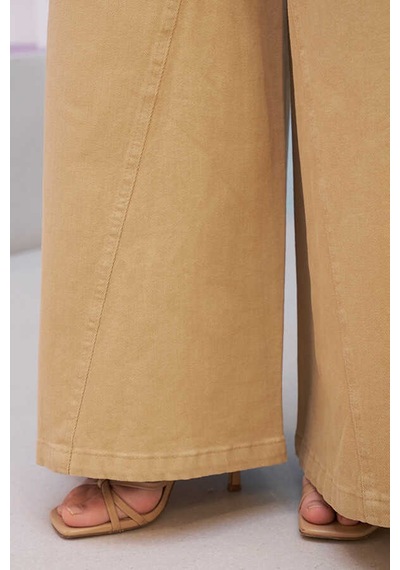 1162-gabardin Pantolon Etek Bej Bej