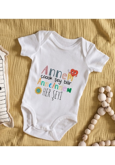 Bk Gift Bk Kids Annem Çok Şeyi Bilir Tasarımlı Bebek Body Zıbın - Model 1 12-18 Ay Sarı