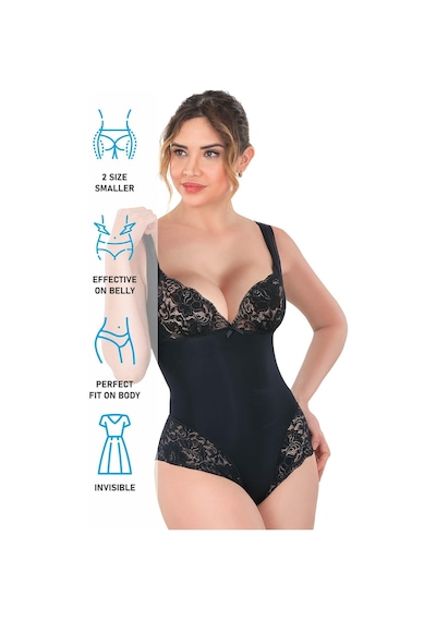 Siyah Mı Emay 2947 Dantelli Agraflı Body Korse Siyah