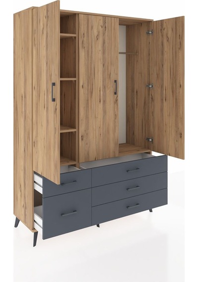Hyperion Dolap 5 Raflı 5 Çekmeceli Tek Askılı 132x44x195 Çam-çam/antrasit Atlas Çam/antrasıt Hyperion Dolap 5 Raflı 5 Çekmeceli Tek Askılı 132x44x195 Çam-çam/antrasit Atlas Çam/antrasıt