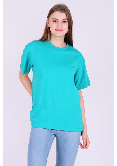 Yeşil Basic Oversize Kadın Tshirt 001