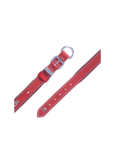 Doggie İsimlikli Deri Boyun Tasması M 1.5x25-30 CM Kırmızı
