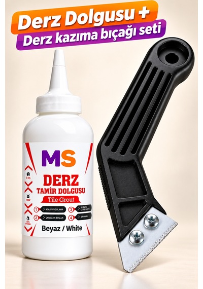Beyaz Hazır Derz Arası Tamir Dolgusu 220 Gr + Derz Kazıyıcı Fayans Seramik Yenileyici Yenileme
