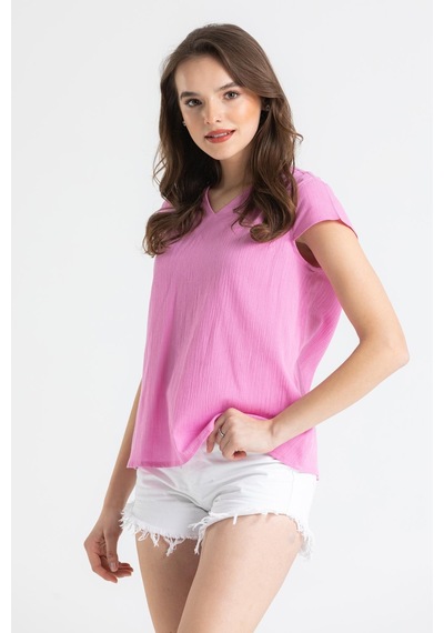 Eliş Şile Bezi Kısa Kol Şile Bezi Ecem Yazlık Bluz Pembe Pmb-pembe Pembe