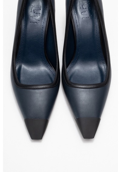 Luvishoes Luvi Shoes Rona Lacivert Cilt Mat Burunlu Kadın Topuklu Ayakkabı Lacivert