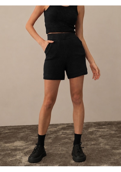 Xint Siyah Doğal Yün Dokulu Regular Fit Şort 850944
