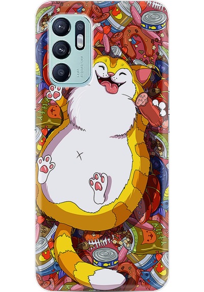 Oppo Reno 6 Kılıf Silikon Desen Özel Seri Tombul Kedi 1739