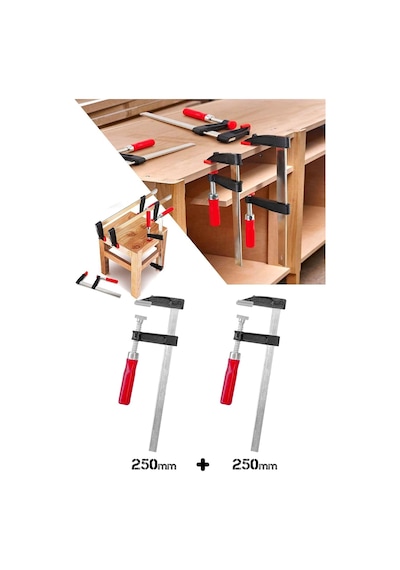Zephoo 2 Adet Çelik F Tipi Mobilyacı Işkencesi 50x250mm Ile 50x250 Mm Marangoz F Kelepçesi