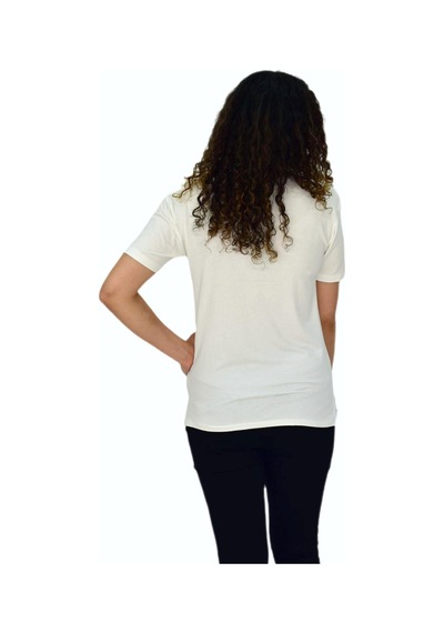 Kadın Yarım Kol V Yaka Likralı Tişört Bgl-st04651 Beyaz