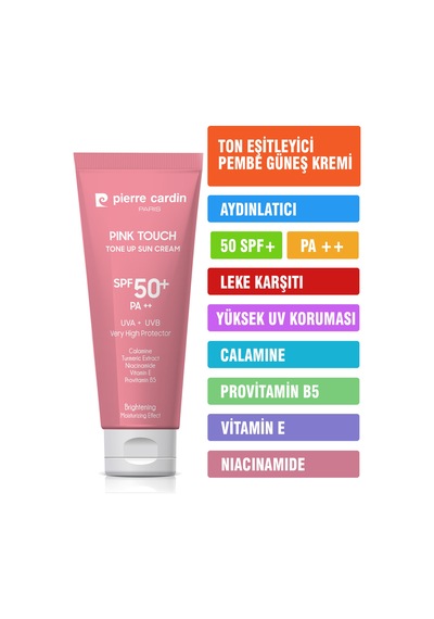Pierre Cardin Ton Eşitleyici Aydınlatıcı Yüz Güneş Kremi Pink Touch Tone-up Spf50+/pa++ 50 Ml