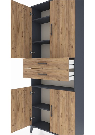 Arges Dolap 5 Raflı 2 Çekmeceli 4 Kapaklı 88x30x221 Antrasit-çam Antrasit