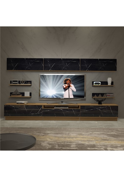 Decoraktiv Trendstyle 8ys Mdf Tv Ünitesi Tv Sehpası Pera - Siyah Mermer