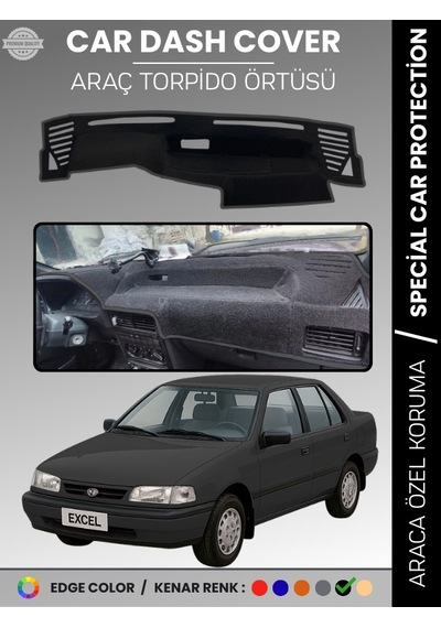 Hyundai Excel 1989-1994 Torpido Örtüsü Göğüs Koruma Araca Özel Uv Koruma Kolay Montaj - 951 Stiloto