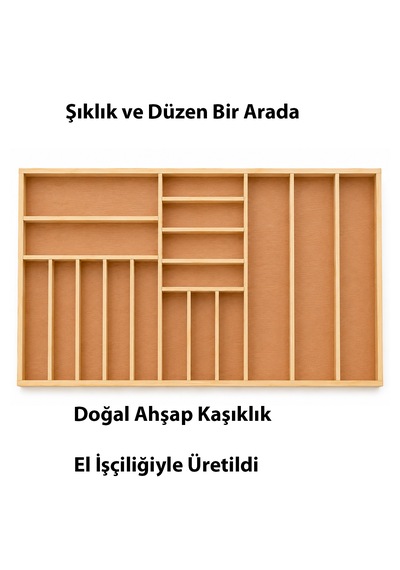 95x45 Cm Ahşap Kaşıklık Çekmece İçi Organizer Doğal Ahşap Mutfak Düzenleyici