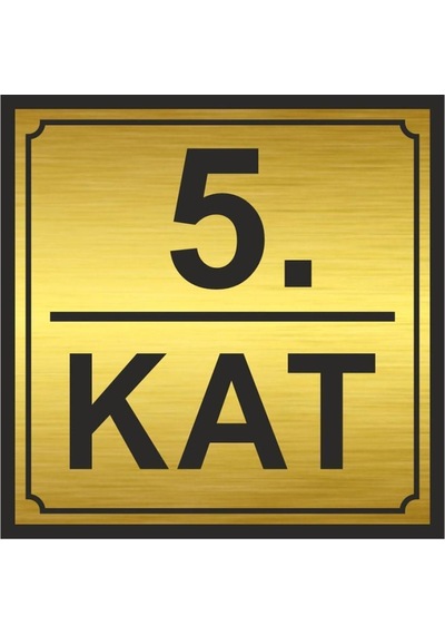 5.kat Metal Yönlendirme Levhası 20cm X 20cm Gold Renk