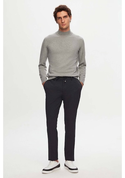 D's Damat Ds Damat Slim Fit Antrasit Beli Lastikli Bağcıklı Fermuarlı Likralı Rahat Jogger Pantolon 2HC03ORTJGR01 Antrasit