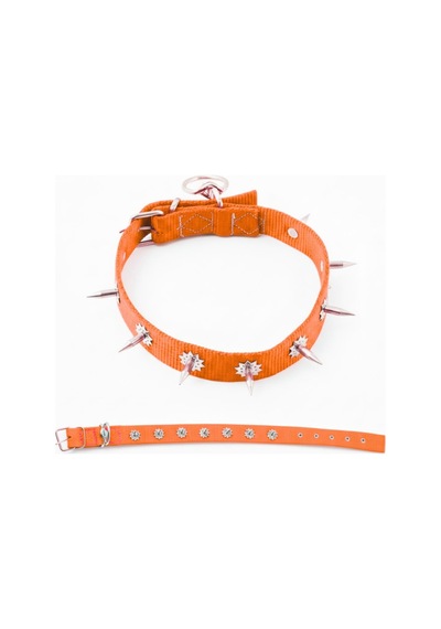 Savex Pet Dokuma Çivili Köpek Boyun Tasması - 4 x 70 Cm - Turuncu