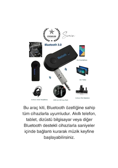 Şarjlı Blutooth Aux Araç Kiti Müzik Ses Alıcı Adaptörü 3.5mm Jak Tv Telefon Kablosuz Bağlantı