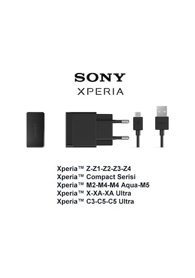 Senalstore Sony Xperia Uyumlu Şarj Cihazı Aleti Ve Kablosu Z Z1 Z2 Z3 Z4 Z5 M5 E5 Xa