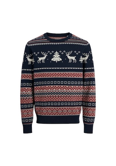 Jack & Jones Erkek Kazak 12248145 Jjxmas Snowball Knıt Lacivert