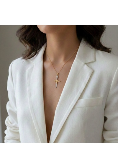 Lente Aksesuar Çelik Mix Renkli Zirkon Taşlı Anka Kuşu Detaylı Elif Kolye Gold