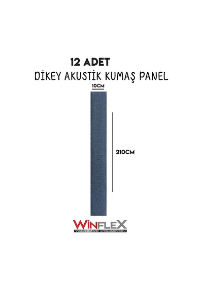 Akustik Kumaş Kaplı Dikey Panel 10x210cm - 12 Adet Antrasit Renk
