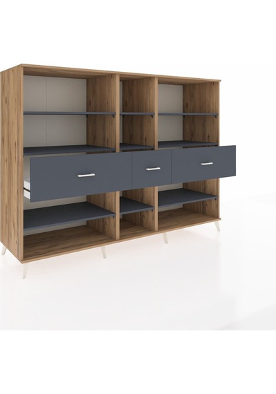 Kronos Dolap 9 Raflı 3 Çekmeceli 220x59x163 Çam-antrasit Çam-antrasit Kronos Dolap 9 Raflı 3 Çekmeceli 220x59x163 Çam-antrasit Çam-antrasit
