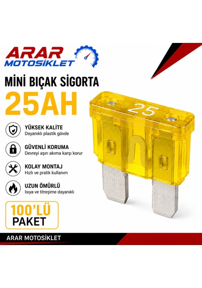 Mini Bıcak Sigorta 25ah 1 Paket 100 Adet-arr3175 25