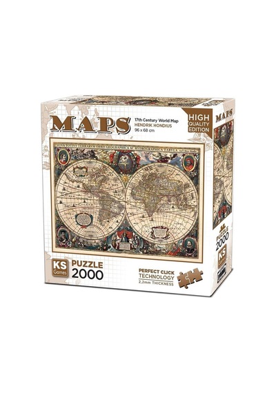 Ks Games Puzzle 2000 Hendrik Hondius Vintage World Map 22529