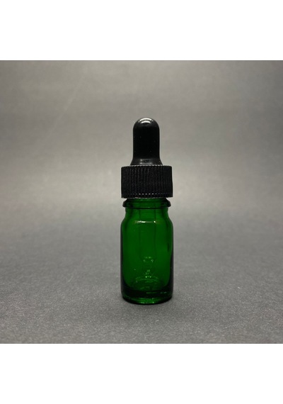 Cam Damlalıklı Şişe  Siyah Plastik Kapak Yeşil 5 ML