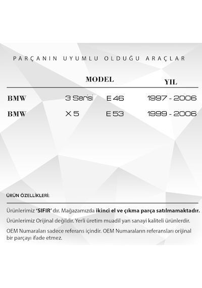 Bmw 3 Serisi E46, X5 E53 İçin Lift Takozu