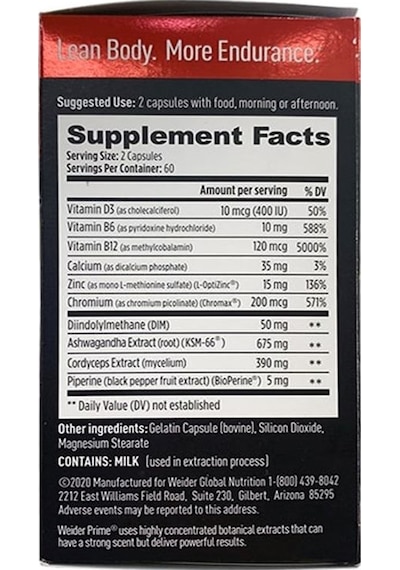 Weider Prıme Testo Booster For Men Dım+ Ksm66 60 Caps Erkeklere