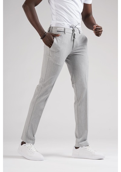 Ecer Slimfit Beli Yarım Lastikli Ve İplikli İnce Çizgili Yazlık Jogger Pantolon 001